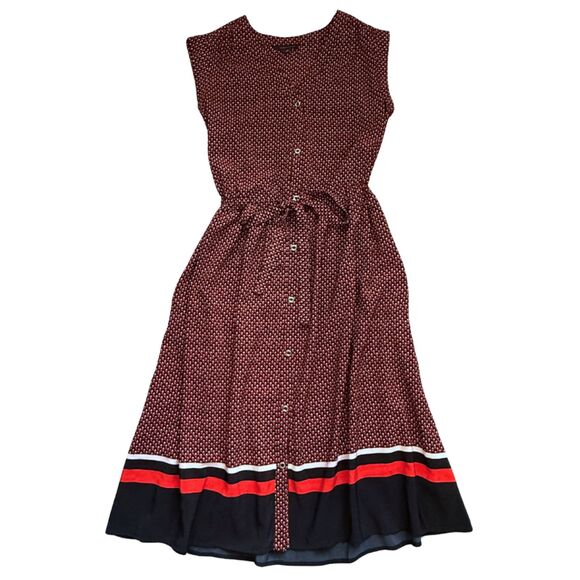 Tommy Hilfiger Patterned V-Neck Midi Dress - Women’s Medium - Picture 4 of 13